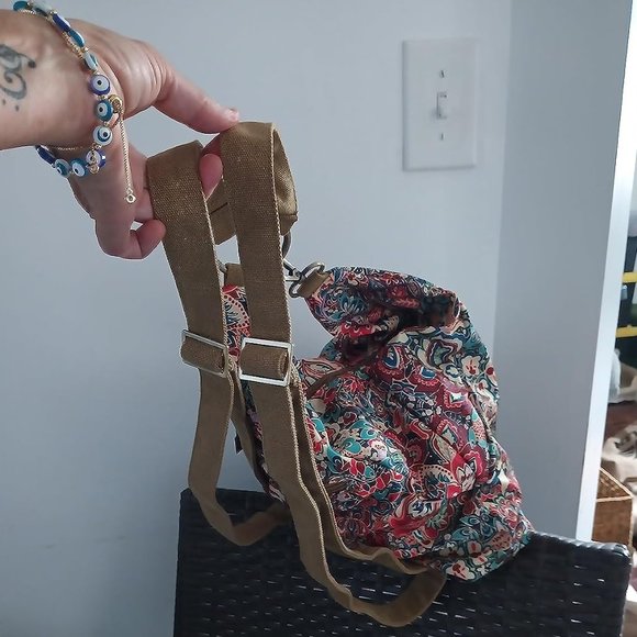 Women Yellow Polyester Light and Small Bohemia Style Casual Backpack